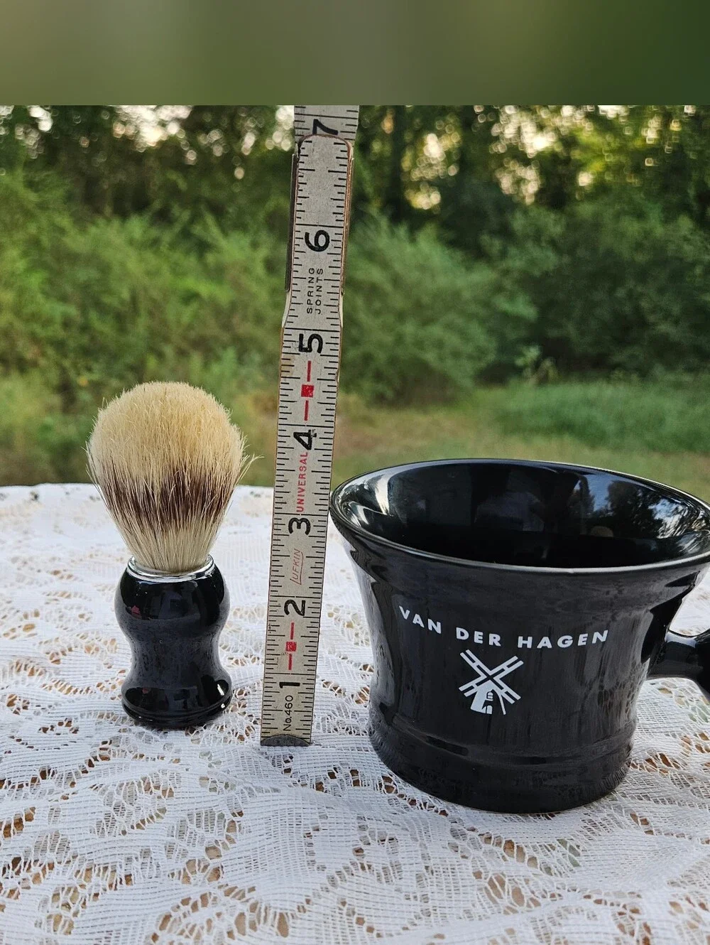 Black Ceramic Shaving Mug and Brush Set by Van Der Hagen